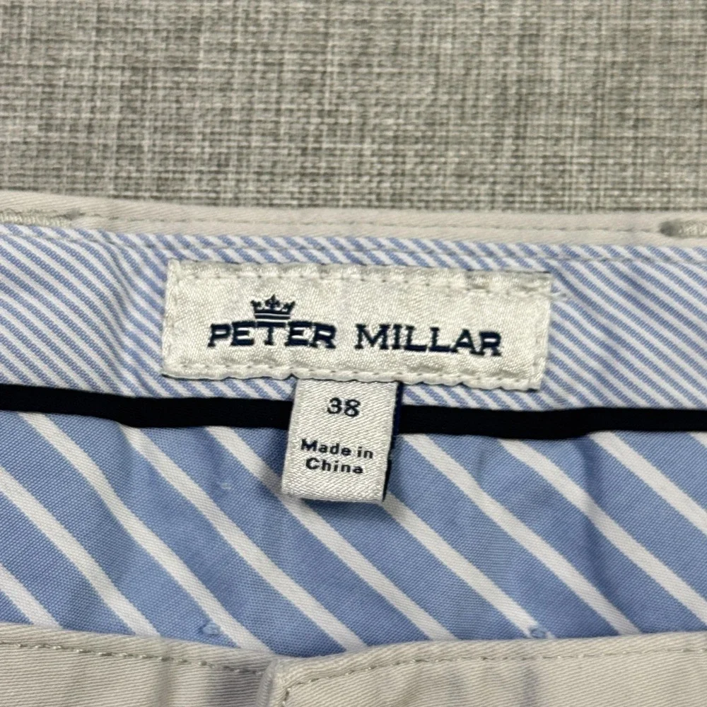 Peter Millar Pants Mens 38x29 Gray Chino Cotton Modal Spandex Pockets Flat Front